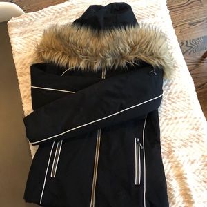 Fera Black with white piping ski jacket